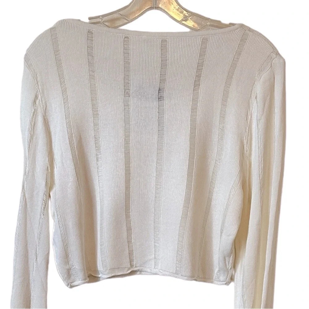 NWT Women's Distressed Sweater Top Trumpet Sleeve Summer Street Wear